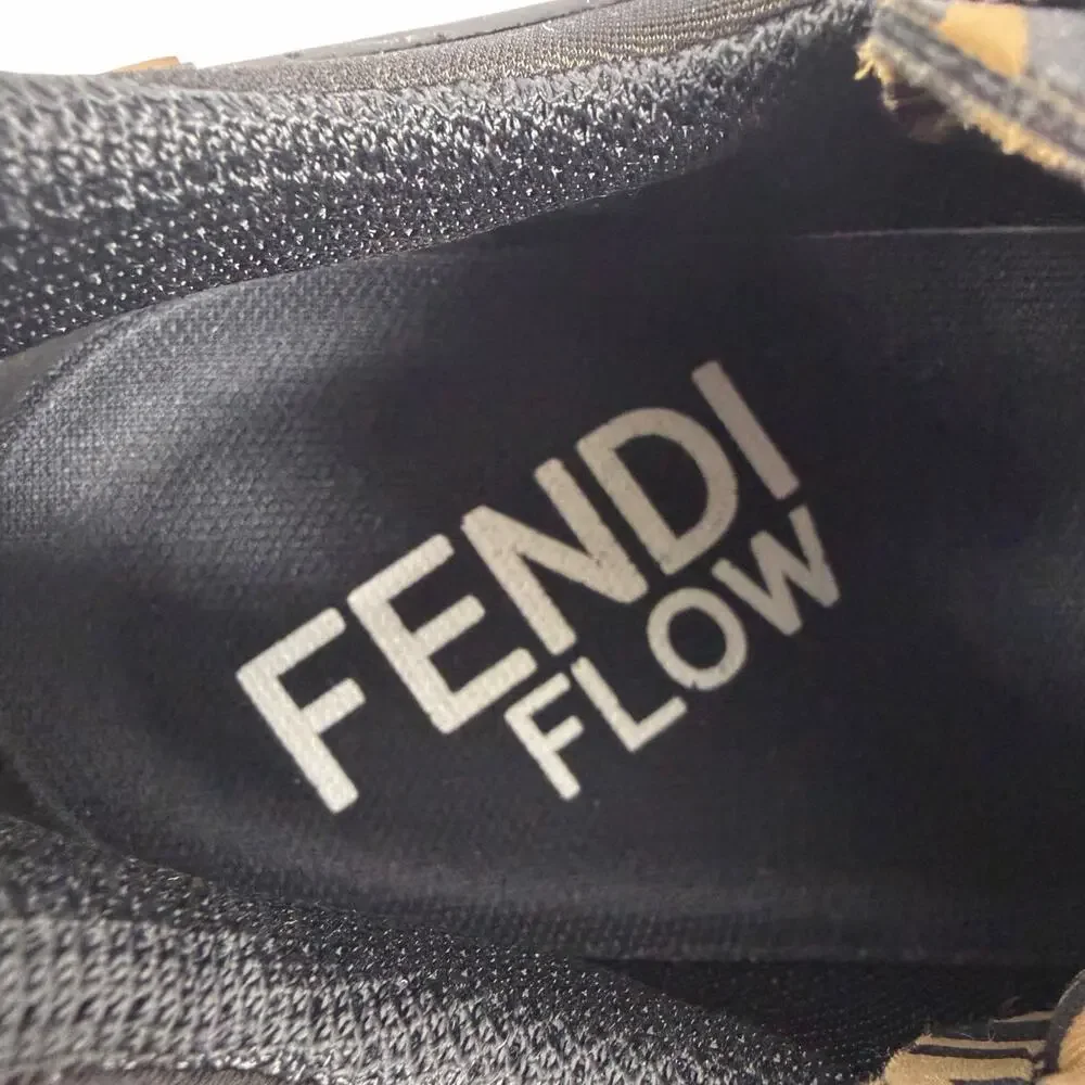 Fendi Flow Sneaker Zucca FF Logo Monogram Black Leather Size 9/ US 10